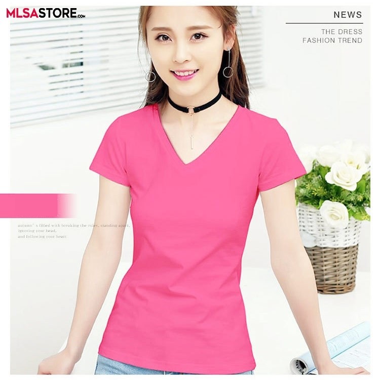 2024 Brand New Summer Women's T Shirt Pure Cotton Short-sleeved T-shirt for Female Body-trimming Pure-colored Tops Tshirt